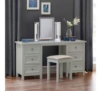 Julian Bowen Maine 6 Drawer Dove Grey Dressing Table - Size: 44 x 145 x 74cm - Wilko