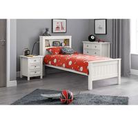 Julian Bowen Maine Surf White and Dove Grey Pine Bookcase Wooden Bed 3FT Single