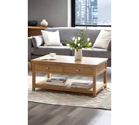 Julian Bowen Mallory 2 Drawer Coffee Table with Shelf in Light Oak Julian Bowen Light Oak
