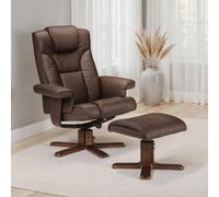 Julian Bowen Malmo Brown Swivel Recliner Chair with Footstool - Size: Single - Wilko