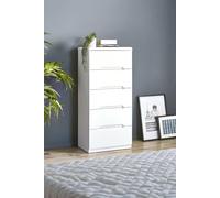 Julian Bowen Manhattan Chest of Drawers, 5 Drawer, Gloss White - H128xW58cm | Traditional Drawer Storage Organiser, 5 Drawers, Dresser for Bedroom, Living Room & Hallway