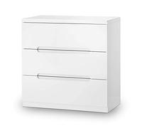 Julian Bowen Manhattan Chest of Drawers, 3 Drawer, Gloss White - H81xD40cm | Traditional Drawer Storage Organiser, 3 Drawers, Dresser for Bedroom, Living Room & Hallway