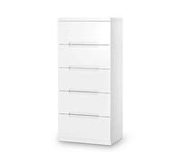 Julian Bowen Manhattan Chest of Drawers, 5 Drawer, Gloss White - H128xW58cm | Traditional Drawer Storage Organiser, 5 Drawers, Dresser for Bedroom, Living Room & Hallway