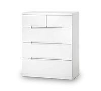 Julian Bowen Manhattan Chest of Drawers, 5 Drawer, White - H99 x W81 xD40cm | Traditional Drawer Storage Organiser, 5 Drawers, Dresser for Bedroom, Living Room & Hallway
