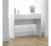 Julian Bowen Manhattan Dressing Table, 2 Drawer, White Gloss - H77 x W100cm | Modern Vanity Table for Bedroom, Practical Storage, High Gloss, 2 Spacious Drawers