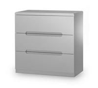 Julian Bowen Manhattan Grey 3 Drawer Dresser, Gloss, Wood, Horizontal Chest, Height: 80.5 X Width: 80.8 X Depth: 40Cm