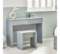 Julian Bowen Manhattan Grey Gloss Dressing Stool, Wood, Height: 46 X Width: 45 X Depth: 30Cm
