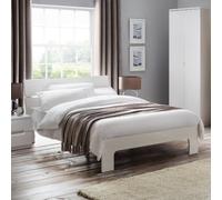 Julian Bowen Manhattan Kingsize White Gloss Wooden Bedframe, Height: 86 X Width: 158 X Depth: 216Cm