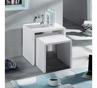 Julian Bowen Manhattan Nest of Tables, Set of 2, White - H50 x W50cm | Contemporary Nesting Tables for Living Room, Space-Saving Nesting Design