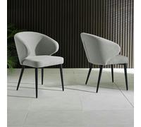 Julian Bowen Marcus Pair of Fabric Dining Chairs -Light Grey