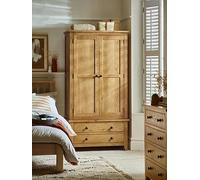 Julian Bowen Marlborough 2 Door, 2 Drawer Solid Oak/Oak Veneer Combination Wardrobe Oak