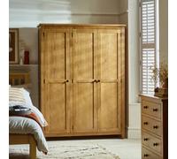 Julian Bowen Marlborough 3 Door Wardrobe With Shelving - Solid Oak