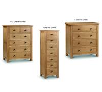 Julian Bowen Marlborough Waxed Oak 4 Drawer 4 + 2 Drawer 7 Drawer Tall Chests