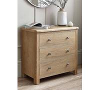 Julian Bowen Memphis Limed Oak 3 Drawer Chest Silver