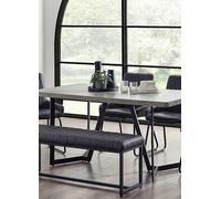 Julian Bowen Miller Concrete Effect Dining Table with Soho Bench & 4 Soho Chairs Black