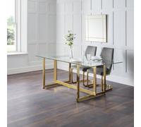Julian Bowen Minori Glass 6 Seater Dining Table - Gold