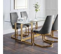 Julian Bowen Minori Rectangular Glass Top 4-6 Seater Dining Table - Gold