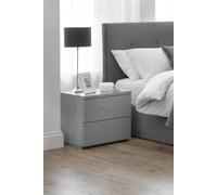 Julian Bowen Monaco 2 Drawer Bedside Storage Table Grey Gloss, Soft Close, Height: 48 X Width: 50 X Depth: 40Cm