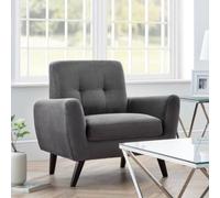 Julian Bowen Monza Dark Grey Velvet Armchair - Size: Single - Wilko