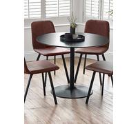 Julian Bowen Nero Round Dining Table & 4 Goya Antique Chairs Nero