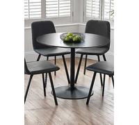 Julian Bowen Nero Round Dining Table & 4 Goya Antique Chairs Nero