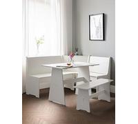 Julian Bowen Newport 109 Cm Dining Table Set + Bench And Corner Storage Bench White