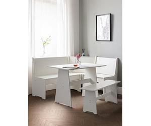 Julian Bowen Newport 109 Cm Dining Table Set + & Bench And Corner Storage Bench White