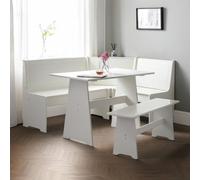 Julian Bowen Newport Corner White Dining Table & 2 White Bench