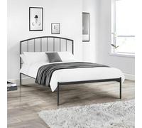 Julian Bowen Onyx Metal Bed, Double, Modern, Black - W137 x D198cm | Minimalist Bed Frame, 135cm/4ft6, No Box Spring Needed, Soft Arched Headboard with Spindles
