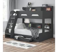 Julian Bowen Orion Triple Sleeper Anthracite Single Drawer Bunk Bed - Size: Single + Small Double - Grey - Wilko