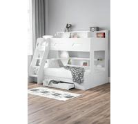 Orion White Wooden Storage Triple Sleeper Bunk Bed Frame