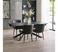 Julian Bowen Osaka Ext Black Dining Table & 4 Black Chairs