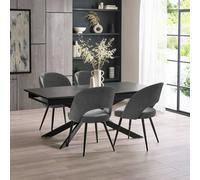 Julian Bowen Osaka Ext Black Dining Table & 4 Grey Chairs