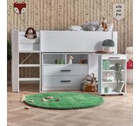 Julian Bowen Otis 90Cm Single White Midsleeper Cabin Bed With Desk