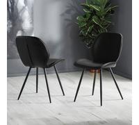 Julian Bowen Otto Pair of Faux Leather Dining Chairs - Black