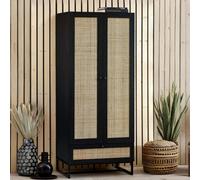 Julian Bowen Padstow 2 Door 1 Drawer Wardrobe - Black