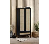 Julian Bowen Padstow Rattan 2 Door 1 Drawer Wardrobe in Black Julian Bowen Black