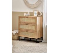 Julian Bowen Padstow Rattan 3 Drawer Chest in Light Oak Julian Bowen Light Oak