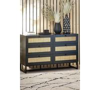 Julian Bowen Padstow Rattan 6 Drawer Wide Chest in Black Julian Bowen Black