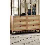 Julian Bowen Padstow Rattan 6 Drawer Wide Chest in Light Oak Julian Bowen Light Oak