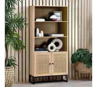 Julian Bowen Padstow 2 Door 3 Shelf Oak Tall Bookcase - Brown - Wilko