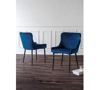 Julian Bowen Pair Of Luxe Velvet Dining Chairs Blue/Black