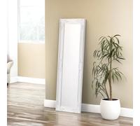 Julian Bowen Palais Mirror Full Length - Antique Wooden Wall Mounted, Glass, 130cm x 40cm, Full Body Mirror for Bedroom, Living Room & Dressing Room - White