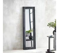 Julian Bowen Palais Mirror Full Length - Antique Wooden Wall Mounted, Glass, 130cm x 40cm, Full Body Mirror for Bedroom, Living Room & Dressing Room - Black