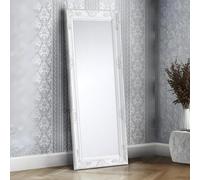 Julian Bowen Palais Mirror Full Length - Antique Leaner or Wall Mounted, Glass, 170cm x 70cm, Full Body Mirror for Bedroom, Living Room & Dressing Room - White