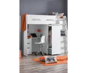 Julian Bowen Pegasus Highsleeper Loft Bed with Desk in White | Size: Single Julian Bowen White Single