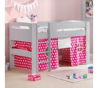 Julian Bowen Pluto Grey Mid Sleeper with Pink Star Tent - Size: Single - Wilko