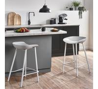 Julian Bowen Renzo Pair of Metal Bar Stools - Grey