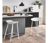 Julian Bowen Renzo Pair of Metal Bar Stools - White
