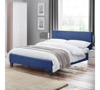Julian Bowen Rialto King Dark Blue Fabric Upholstered Bedframe, Height: 89.5 X Width: 158.5 X Depth: 216Cm